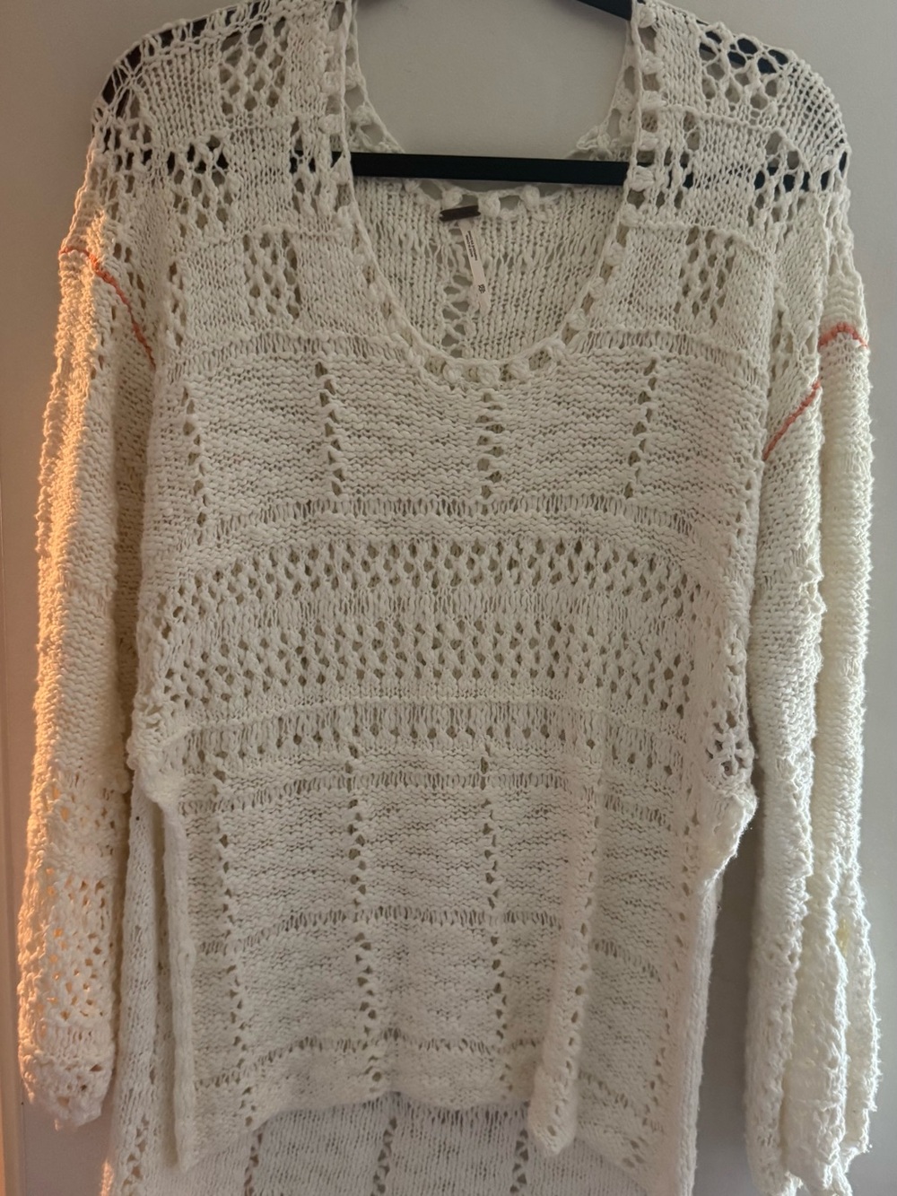 Free People Flower Child Open-Knit Cream Women's Sweater